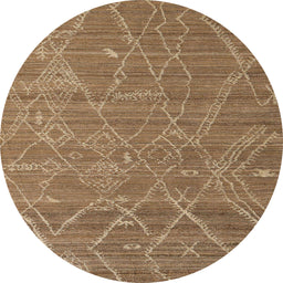 Round Machine Washable Abstract Saddle Brown Rug, wshabs5250