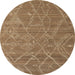 Round Machine Washable Abstract Saddle Brown Rug, wshabs5250