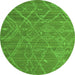 Round Machine Washable Abstract Green Modern Area Rugs, wshabs5250grn