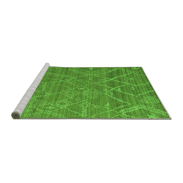 Sideview of Machine Washable Abstract Green Modern Area Rugs, wshabs5250grn