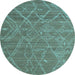 Round Abstract Light Blue Modern Rug, abs5250lblu