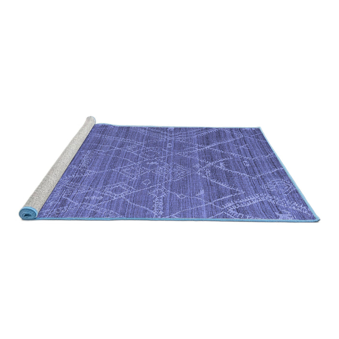 Sideview of Machine Washable Abstract Blue Modern Rug, wshabs5250blu