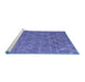 Sideview of Machine Washable Abstract Blue Modern Rug, wshabs5250blu