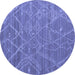 Round Abstract Blue Modern Rug, abs5250blu