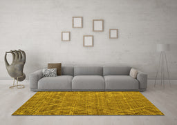 Machine Washable Abstract Yellow Modern Rug in a Living Room, wshabs5250yw