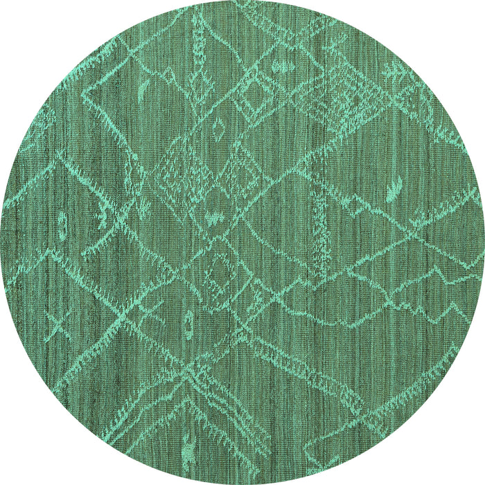 Round Abstract Turquoise Modern Rug, abs5250turq