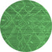 Round Abstract Emerald Green Modern Rug, abs5250emgrn