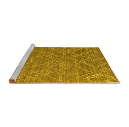 Sideview of Machine Washable Abstract Yellow Modern Rug, wshabs5250yw