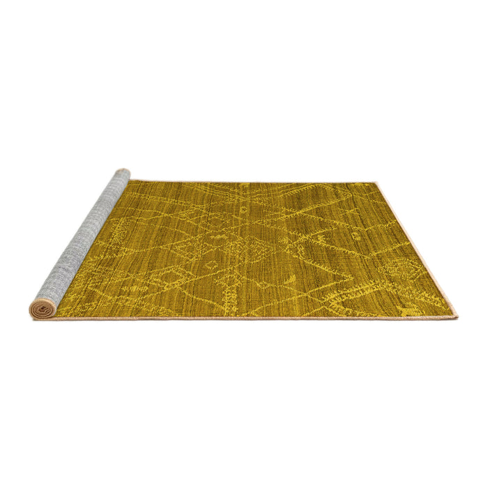 Sideview of Machine Washable Abstract Yellow Modern Rug, wshabs5250yw