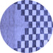 Round Abstract Blue Modern Rug, abs5251blu