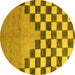 Round Abstract Yellow Modern Rug, abs5251yw