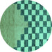 Round Abstract Turquoise Modern Rug, abs5251turq