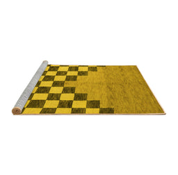 Sideview of Machine Washable Abstract Yellow Modern Rug, wshabs5251yw