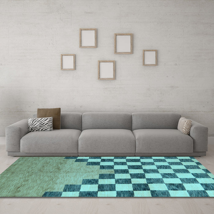 Machine Washable Abstract Light Blue Modern Rug in a Living Room, wshabs5251lblu