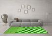 Machine Washable Abstract Green Modern Area Rugs in a Living Room,, wshabs5251grn