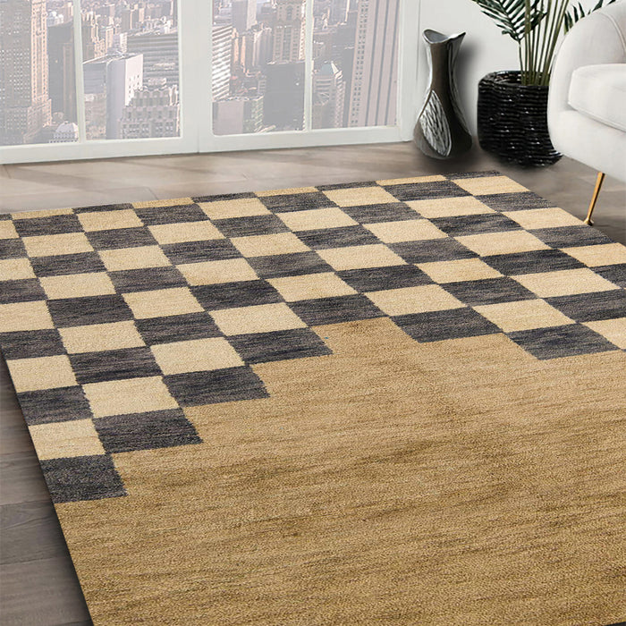 Abstract Sandy Brown Modern Rug in Family Room, abs5251