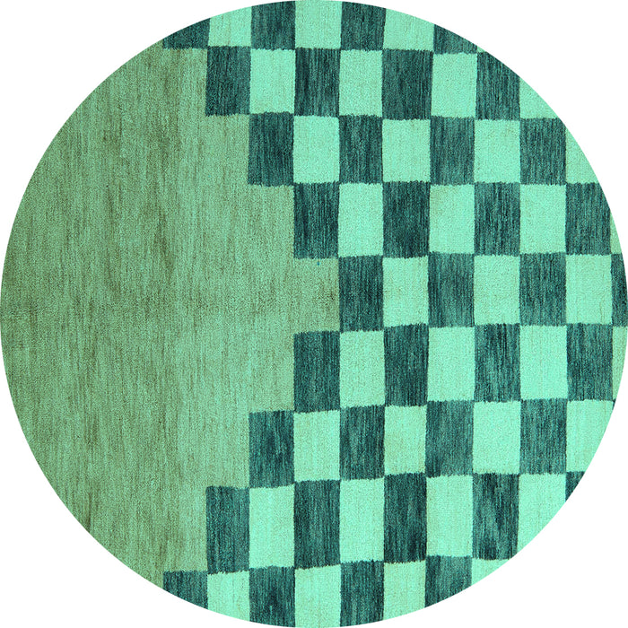 Round Machine Washable Abstract Turquoise Modern Area Rugs, wshabs5251turq