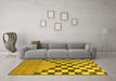 Machine Washable Abstract Yellow Modern Rug in a Living Room, wshabs5251yw