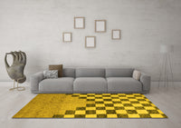 Machine Washable Abstract Yellow Modern Rug, wshabs5251yw