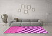 Machine Washable Abstract Pink Modern Rug in a Living Room, wshabs5251pnk