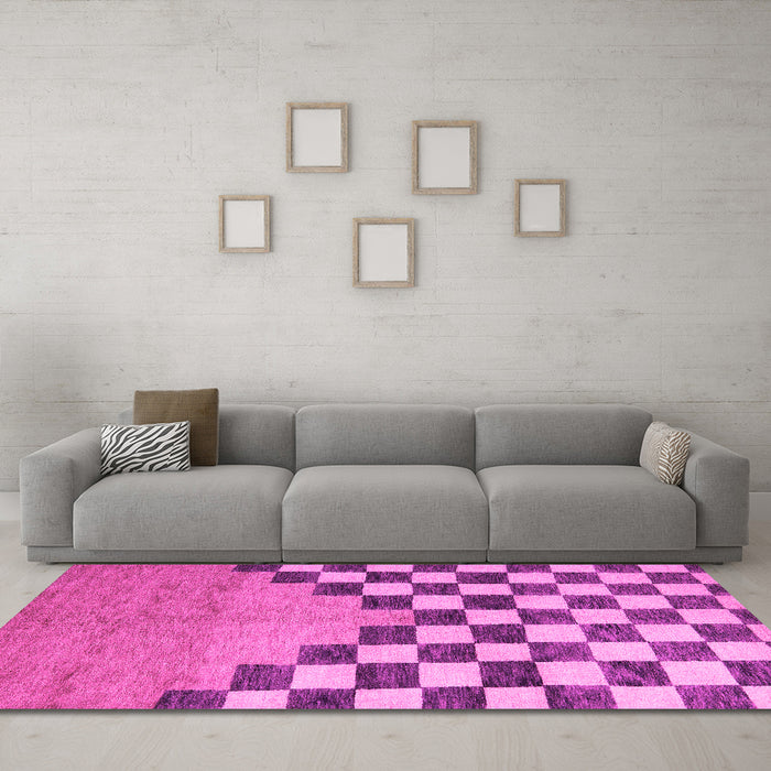Machine Washable Abstract Pink Modern Rug in a Living Room, wshabs5251pnk