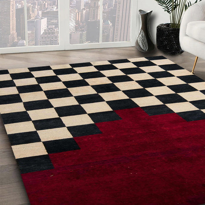 Machine Washable Abstract Khaki Green Rug in a Family Room, wshabs5252