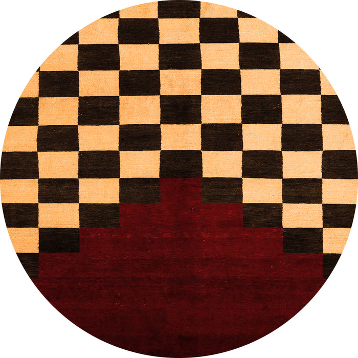 Round Abstract Orange Modern Rug, abs5252org