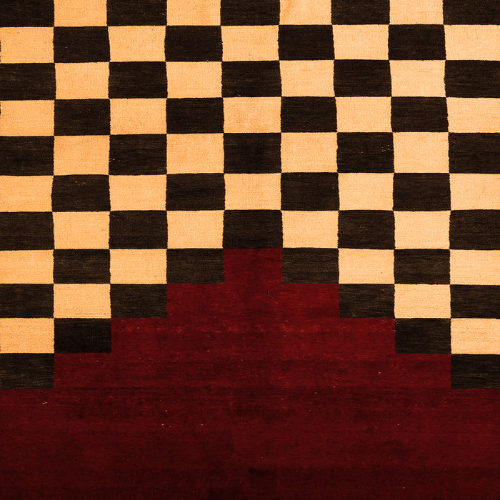 Square Machine Washable Abstract Orange Modern Area Rugs, wshabs5252org