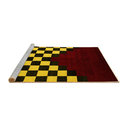 Sideview of Machine Washable Abstract Yellow Modern Rug, wshabs5252yw