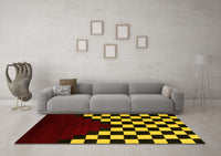 Machine Washable Abstract Yellow Modern Rug, wshabs5252yw