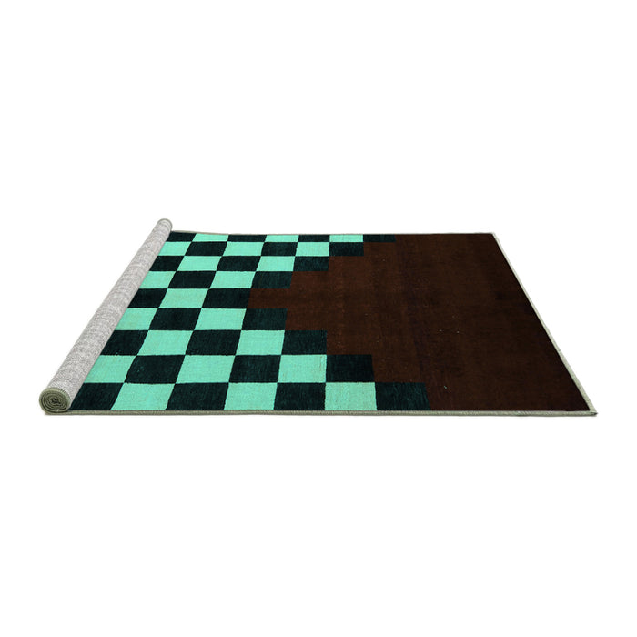 Sideview of Machine Washable Abstract Turquoise Modern Area Rugs, wshabs5252turq