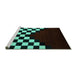 Sideview of Machine Washable Abstract Turquoise Modern Area Rugs, wshabs5252turq