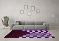 Machine Washable Abstract Purple Modern Rug, wshabs5252pur