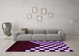 Machine Washable Abstract Purple Modern Area Rugs in a Living Room, wshabs5252pur