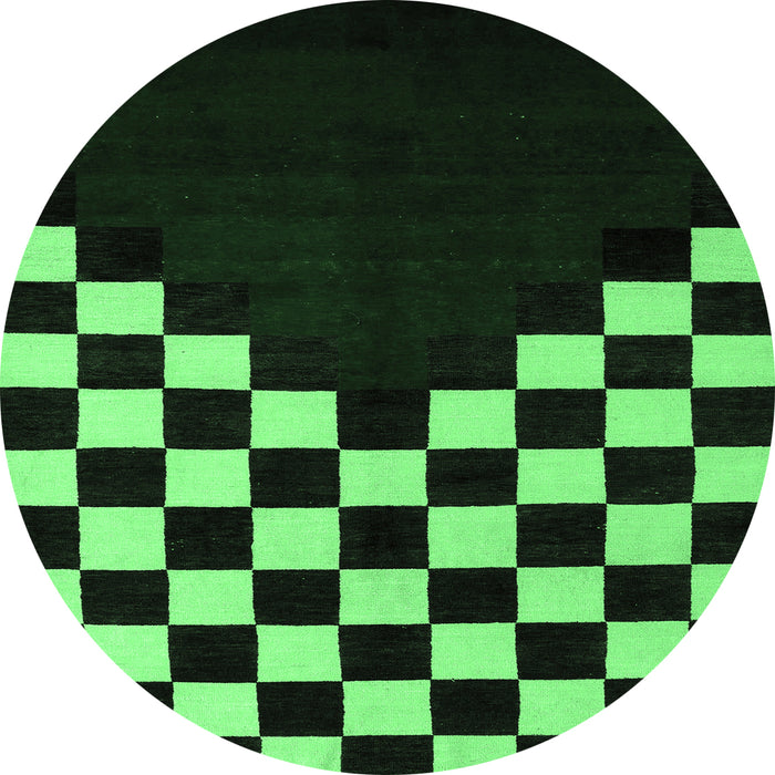 Round Abstract Emerald Green Modern Rug, abs5252emgrn