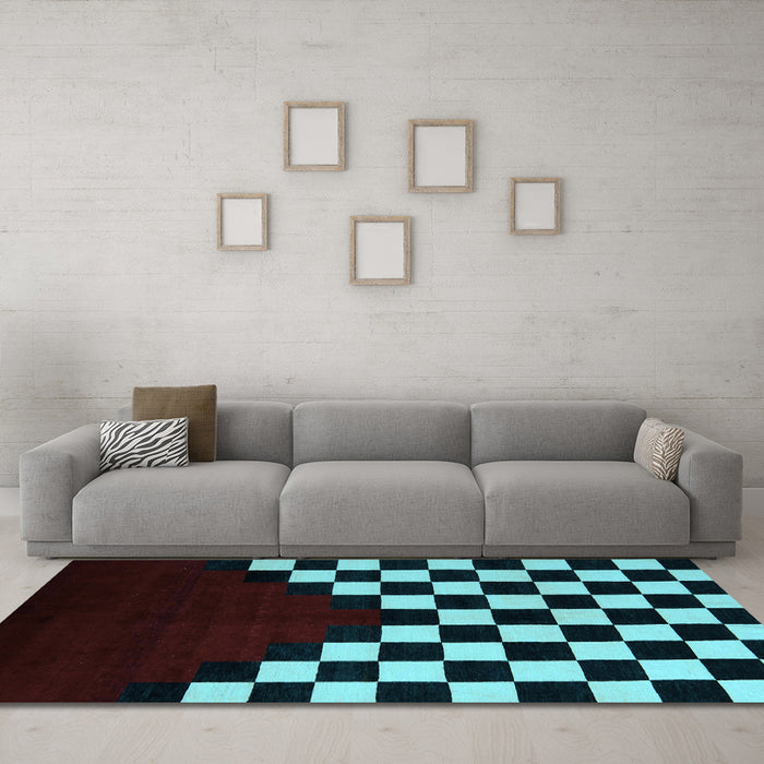Machine Washable Abstract Light Blue Modern Rug in a Living Room, wshabs5252lblu