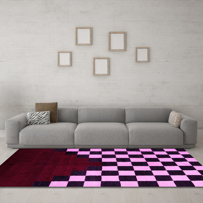 Machine Washable Abstract Pink Modern Rug in a Living Room, wshabs5252pnk
