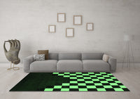 Machine Washable Abstract Emerald Green Modern Rug, wshabs5252emgrn