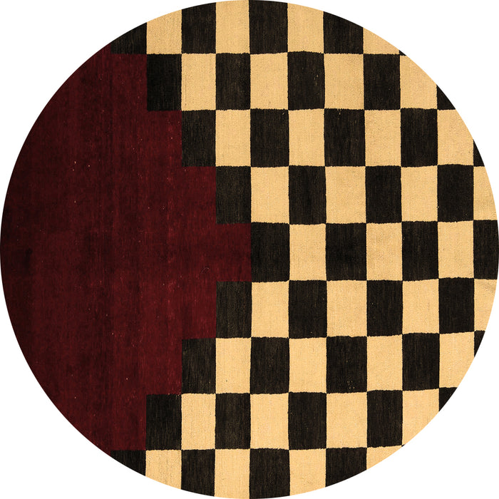 Round Machine Washable Abstract Brown Modern Rug, wshabs5252brn