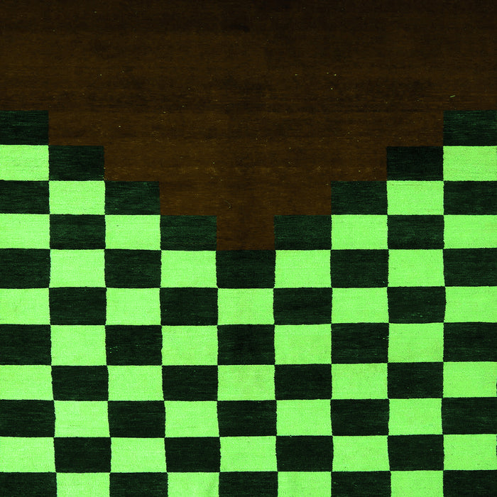 Square Machine Washable Abstract Green Modern Area Rugs, wshabs5252grn