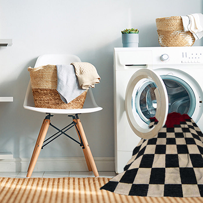 Machine Washable Abstract Khaki Green Rug in a Washing Machine, wshabs5252