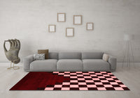 Machine Washable Abstract Red Modern Rug, wshabs5252red