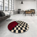 Round Abstract Khaki Green Modern Rug in a Office, abs5252