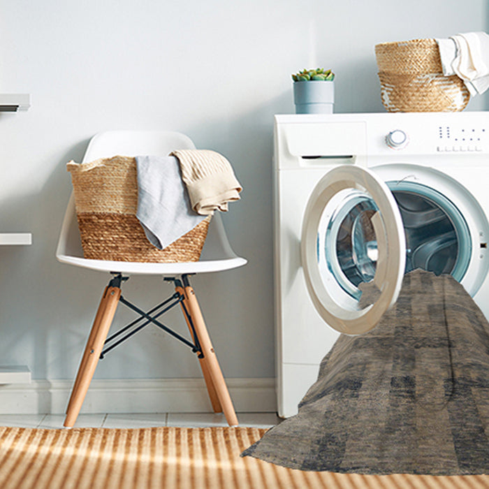 Machine Washable Abstract Puce Purple Rug in a Washing Machine, wshabs5253