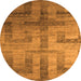 Round Abstract Orange Modern Rug, abs5253org