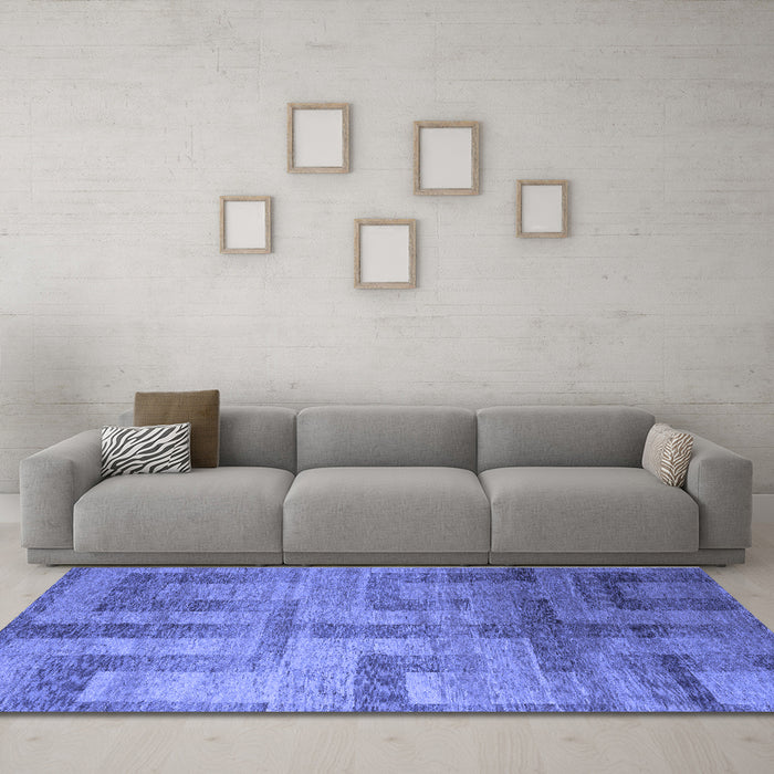 Machine Washable Abstract Blue Modern Rug in a Living Room, wshabs5253blu