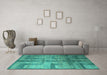 Machine Washable Abstract Turquoise Modern Area Rugs in a Living Room,, wshabs5253turq