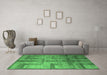 Machine Washable Abstract Emerald Green Modern Area Rugs in a Living Room,, wshabs5253emgrn