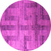 Round Machine Washable Abstract Pink Modern Rug, wshabs5253pnk