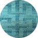 Round Abstract Light Blue Modern Rug, abs5253lblu